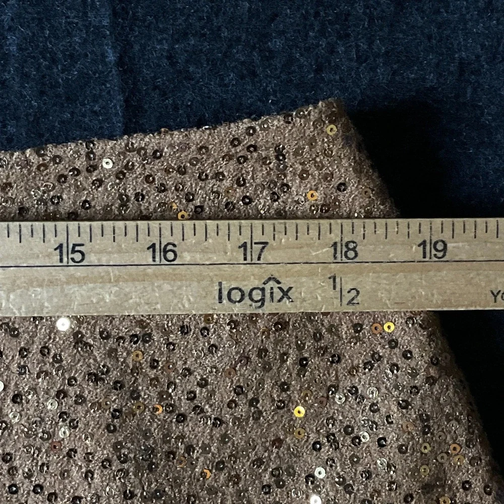 LOFT Mini Skirt Women 14 Bronze Wool Sequin A-Line Party Holiday Festive Glam